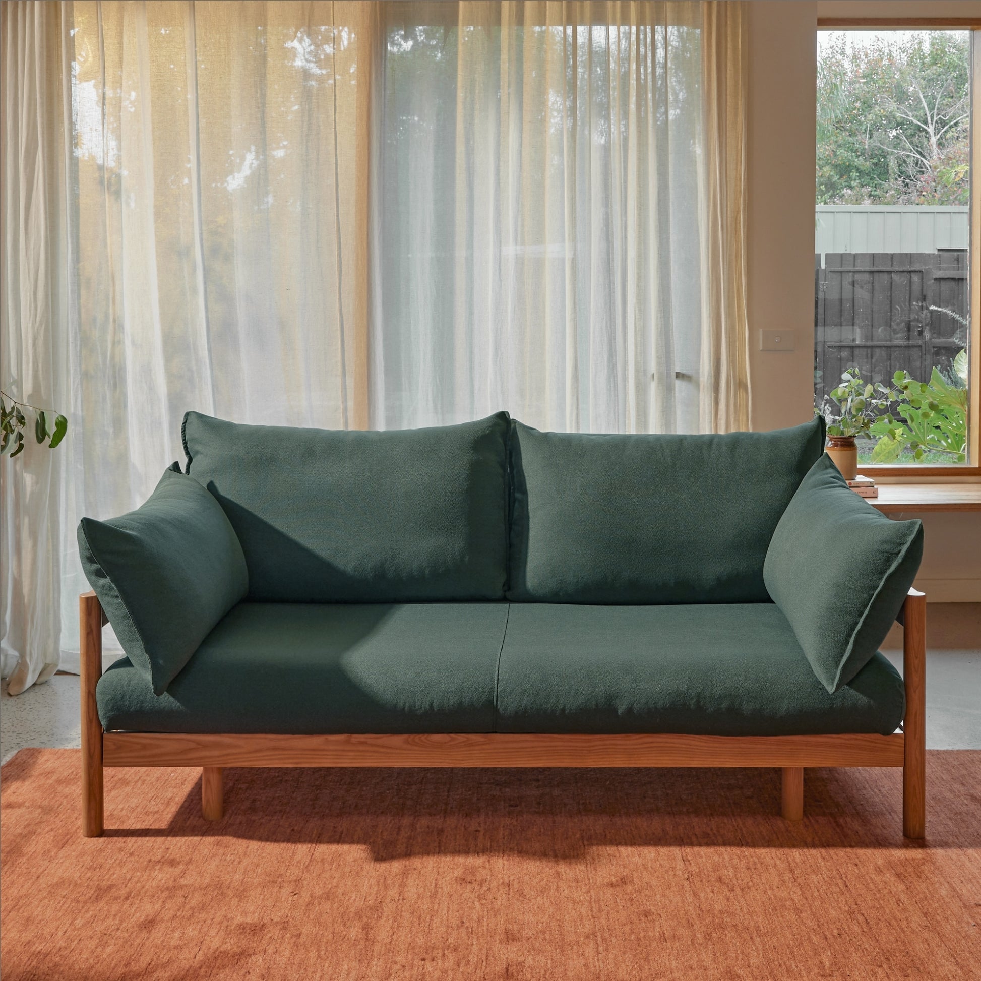 Slideaway Sofa Bed | Pull Out Sofa Lounge Bed | Moss Green Dark Green Sofa Bed