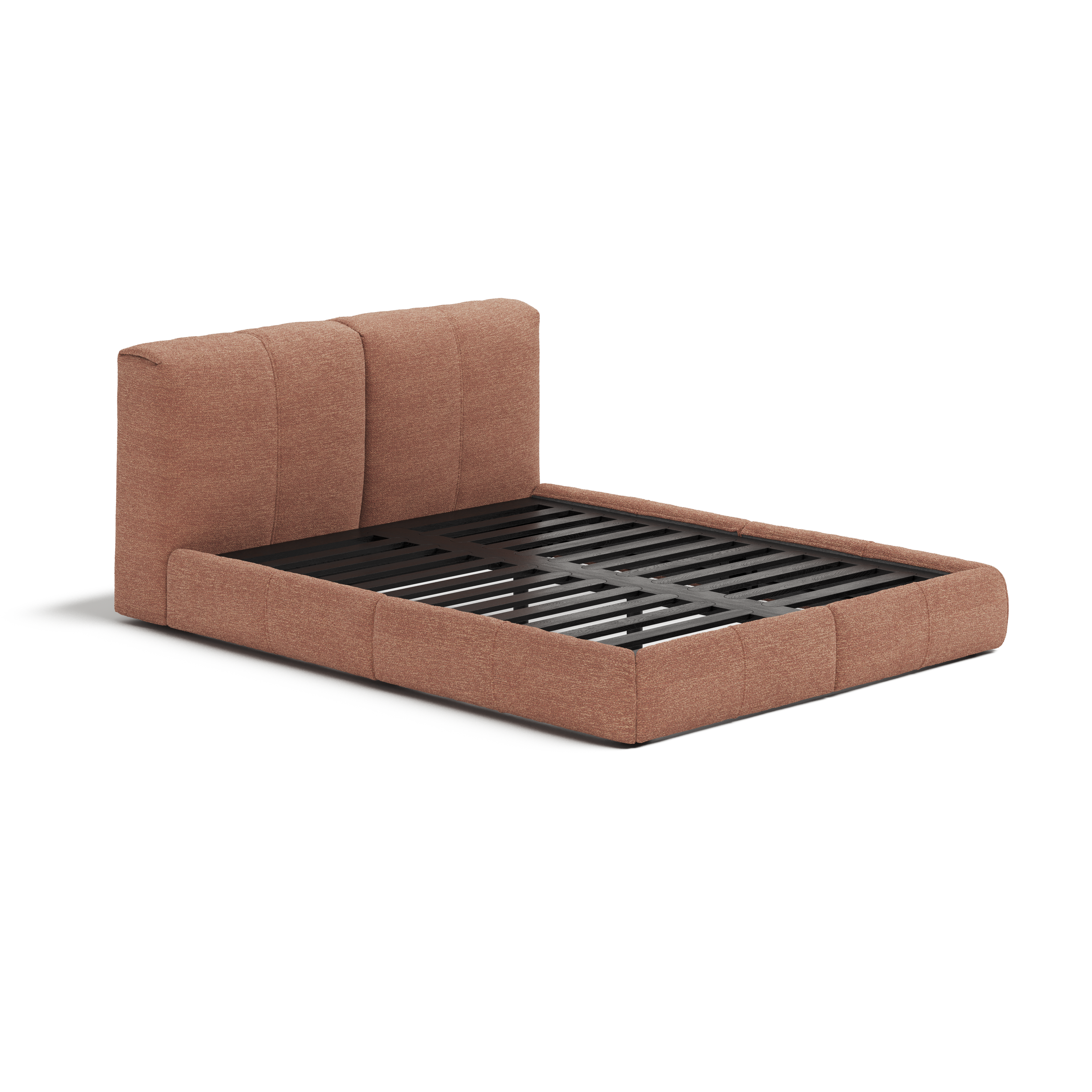 Delve Bed Frame | Fabric Upholstered Bed Frame | Rose Chenille | Pink